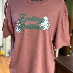 Feeling Festive Holiday T-Shirt - Brown and Green